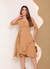 Vestido Babados Midi Gripir Crepe Alfaiataria Bege - Selene - comprar online
