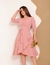 Vestido Babados Midi Gripir Crepe Alfaiataria Rosa - Selene - comprar online