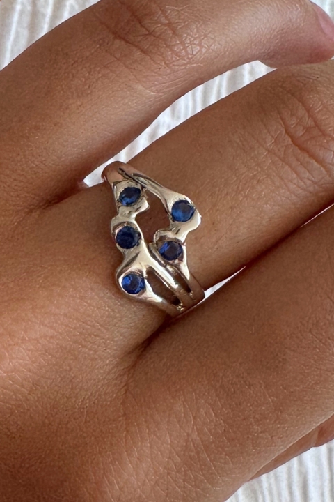 ANILLO •CORAZONADA• PLATA AZUL - buy online