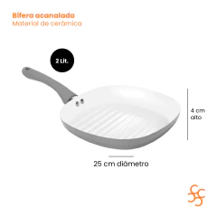 Bifera cerámica antiadherente gris 26 cm Carol - comprar online