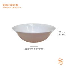 Bols Redondo Vidrio Opal 26.6x7.5 cm Carol Set x6 - comprar online