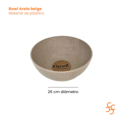 Bowl Plástico Cereales Ensalada Carol Areia Beige 26 Cm en internet