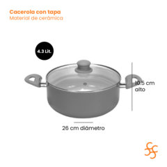 Cacerola cerámica antiadherente gris N° 26 Carol - comprar online