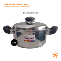 Cacerola acero N° 20 con asa baquelita Carol - comprar online
