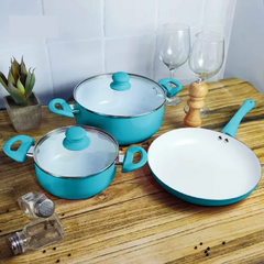 Cacerola cerámica antiadherente 26 cm celeste con asas Carol - Bazar Colucci