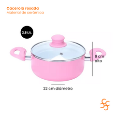Cacerola cerámica antiadherente rosa N° 22 Carol - comprar online