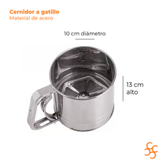 Cernidor a gatillo acero inoxidable 10 cm Axen - comprar online