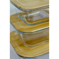 Contenedor Hermético Vidrio Tapa Bambú 20,5 cm Carol - comprar online