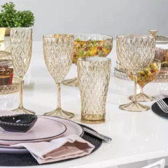 Copa Champagne Ámbar Glamour Acrílico Carol X6) - Bazar Colucci