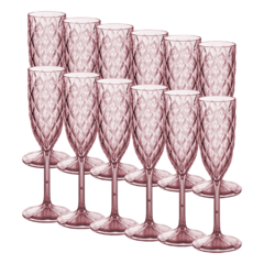 Copa Champagne Rosa Glamour Acrílico Carol X12