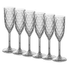 Copa Champagne Transparente Glamour Acrílico Carol X6