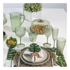 Copa Champagne Verde Esmeralda Glamour Acrílico Carol X6 - Bazar Colucci