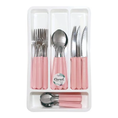 Juego Cubiertos x24 Piezas + Cubiertero Plástico Fusion Varios Colores Carol en internet