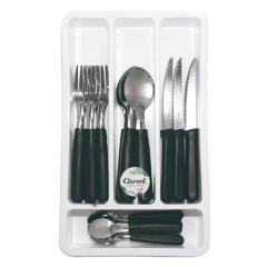 Juego Cubiertos x24 Piezas + Cubiertero Plástico Fusion Varios Colores Carol - Bazar Colucci