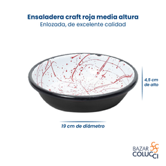 Ensaladera enlozada Craft roja redonda media altura Piné - comprar online