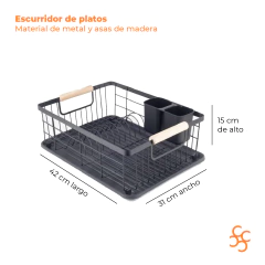 Escurridor Platos Metal Pintado Asas Madera Crystal Rock - comprar online