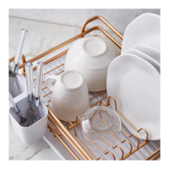 Escurridor De Platos Dorado Y Blanco 41x27.5x11 Cm Axen - Bazar Colucci