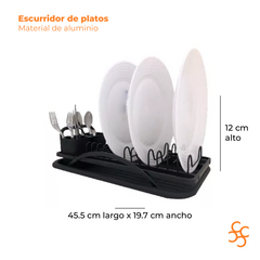 Escurridor De Platos Negro 45.5x19.7x12 Cm Axen en internet