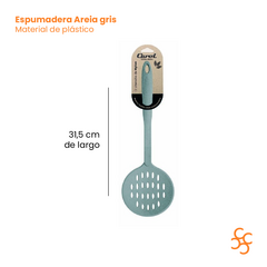 Espumadera Colador Mango Plastico Carol Areia Color Gris en internet