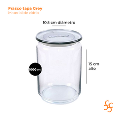 Frasco plano 1000 ml con tapa Grey gris Luminarc - comprar online