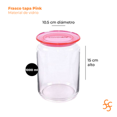 Frasco plano 1000 ml con tapa Pink rosa Luminarc - comprar online