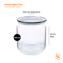 Frasco plano 750 ml con tapa Grey gris Luminarc - comprar online