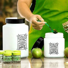 Frasco blanco cuadrado decorado Kitchen Love 1 litro - tienda online