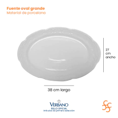 Fuente Oval Grande Porcelana Línea Mozart Verbano - comprar online