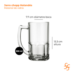 Jarro Chopp Cerveza Modelo Holandés 350cc Vidrio Rigolleau x12 en internet