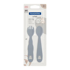 Juego Cubiertos Infantil Plástico Set x2 Le Petit Rosa y Celeste Tramontina - Bazar Colucci
