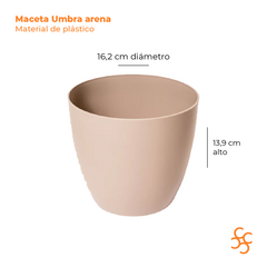 Maceta Umbra arena 16 cm granitic Gemplast - comprar online