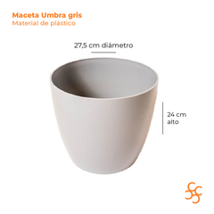 Maceta Umbra gris 27 cm granitic Gemplast - comprar online