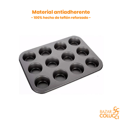 Molde De Muffins Cupcakes Teflón Antiadherente X12 en internet