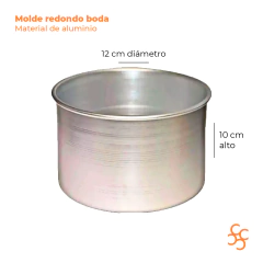 Molde Redondo Boda Aluminio Repostería 10 Cm N° 12 Caseros - comprar online
