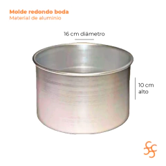 Molde Redondo Boda Aluminio Repostería 10 Cm N° 16 Caseros - comprar online