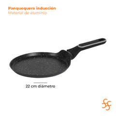 Panquequera Aluminio Antiadherente Inducción N° 22 Negra y Beige Carol - Bazar Colucci