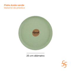 Plato Playo 25 Cm Areia Color Verde Carol X6 - comprar online