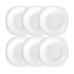 Plato Vidrio Opal Hondo Cuadrado 23 cm Carol Set x6