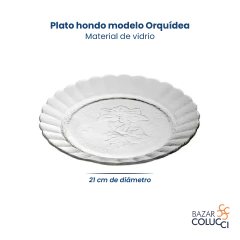 X6 Plato Hondo Vidrio Modelo Orquídea Durax en internet
