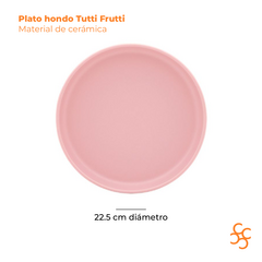 Plato Hondo Rosa Cerámica Tutti Frutti 22,5 Cm X6 - comprar online