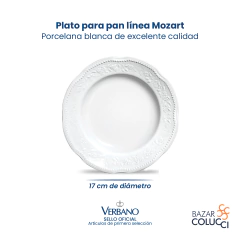 X6 Plato Pan Línea Mozart Porcelana Verbano - Bazar Colucci