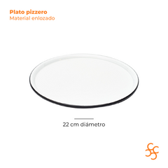 Plato Pizzero Blanco Enlozado Base Negra 22 cm en internet