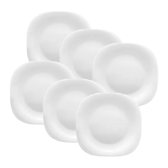 Plato Playo Cuadrado Vidrio Opal 26.2 Carol Set x6