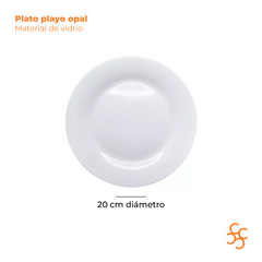 Plato playo 20 cm vidrio opalino blanco Carol x12 - comprar online