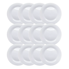 Plato playo 20 cm vidrio opalino blanco Carol x12