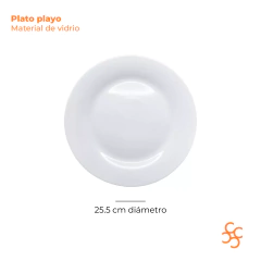 Plato Vidrio Opal Playo 25.5 cm Carol Set x6 - comprar online