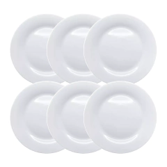 Plato Vidrio Opal Playo 25.5 cm Carol Set x6