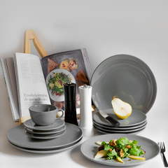 Taza té con plato 200 cc gris Unni Grey Walplo x6 - tienda online