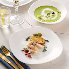 Set Platos Cuadrados Almuerzo Bowls Fuentes Vidrio Opal Carol Set x20 - tienda online