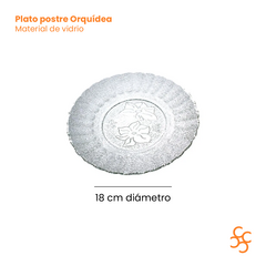 Plato Postre Vidrio Orquídea Durax Bulto Cerrado X24 - comprar online